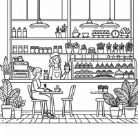 Simple Coffee Shop Coloring Page