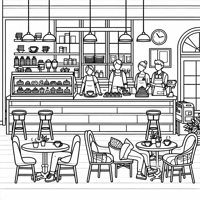 Simple Coffee Shop Coloring Page