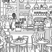 Simple Coffee Shop Coloring Page