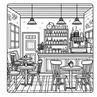 Simple Coffee Shop Coloring Page
