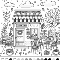Simple Coffee Shop Coloring Page
