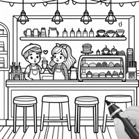 Simple Coffee Shop Coloring Page