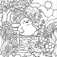 Labubu In The Garden Coloring Page