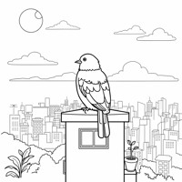 A Cat On The Roof Coloring Page