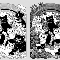 Black And White Pics And Then Color Pics Cats Coloring Page