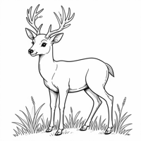 Drawing Deer Eat Grasses Coloring Page