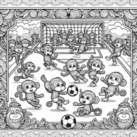 Monkeys Playing Soccer Coloring Page
