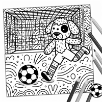 Dog Shooting A Penalty Kick In Soccer Coloring Page