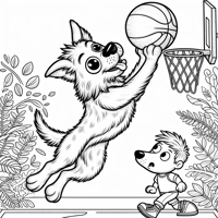 Dog Dunking A Basketball On A Persons Head Coloring Page