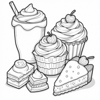 Cinnamon Rolls Candies Chocolate Sweets Gummy... Coloring Page