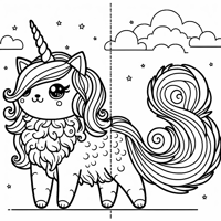 Unicorn Cat Coloring Page