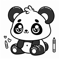 Panda Round Face And Body With Large Eyes And A... Coloring Page