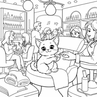 Easy Bold Cozy And Comfy The Baby Cat Is At A Nail... Coloring Page