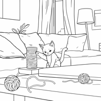 Easy Bold Cozy And Comfy The Baby Cat Make His... Coloring Page