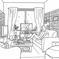 Kawaii Style Easy Bold A Woman Is Sitting On The... Coloring Page