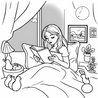 Kawaii Style Easy Bold A Woman Is Sitting On The... Coloring Page