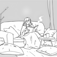 Kawaii Style Easy Bold A Woman Is Sitting On The... Coloring Page