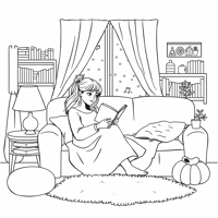 Kawaii Style Easy Bold A Woman Is Sitting On The... Coloring Page