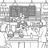 Easy Bold A Woman Barista Prepares Coffee Coloring Page
