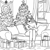 Easy Bold Woman Staying On The Sofa Near A... Coloring Page