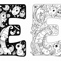 Disney Characters In The Letter E Coloring Page