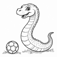 Soccer Playing Snake Coloring Page