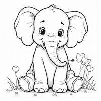 Elephant Babysitting Kids Coloring Page