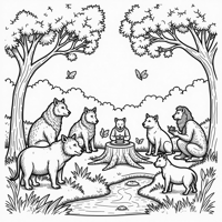 A Large Group Of Different Animals Coloring Page