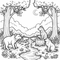 A Large Group Of Different Animals Coloring Page