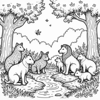 A Large Group Of Different Animals Coloring Page