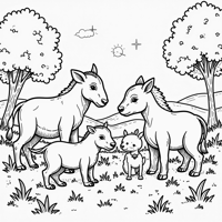 A Large Group Of Different Animals Coloring Page