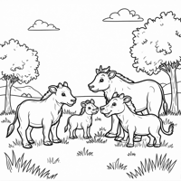 A Large Group Of Different Animals Coloring Page