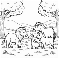 A Large Group Of Different Animals Coloring Page