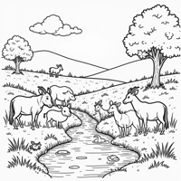 A Large Group Of Animals Coloring Page