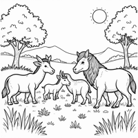 A Large Group Of Animals Coloring Page