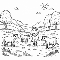 A Large Group Of Animals Coloring Page