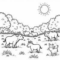 A Large Group Of Animals Coloring Page