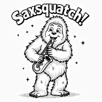 The Words Saxsquatch On The Top Of Page A Friendly... Coloring Page