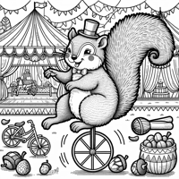 Squirrel At The Circus Coloring Page