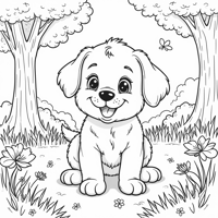 A Cute Kawaii Dog Coloring Page