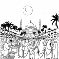 Islamic Night Ramadan Coloring Page