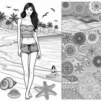 Full Length View Of A Tall Japanese Female... Coloring Page