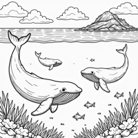 Sea, Whales Coloring Page