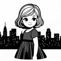 AdaWongRE 1 Girl Red Dress Side View Looking At... Coloring Page