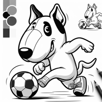 Cartoon White Bull Terrier Dog With One Black Eye... Coloring Page