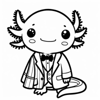 A Cute Axolotl Wearing A Suit Coloring Page