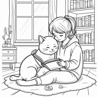 A Cute Cat Shows Love Coloring Page