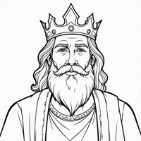 A King Without A Beard With A Crown Coloring Page