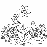 Flower In The Garden Coloring Page