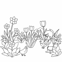 Flower In The Garden Coloring Page